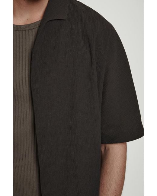 COS Black Crinkled-Cotton Shirt for men
