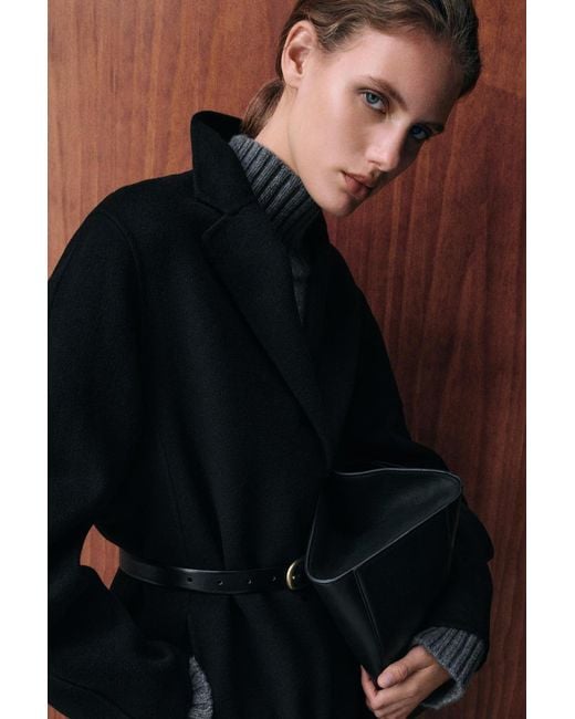 COS Black Double-Faced Wool Long Coat