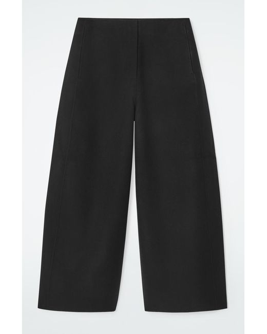 COS Black Double-faced Wool Barrel-leg Pants