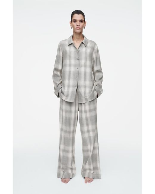 COS Gray Karierte Pyjamahose Aus Flanell