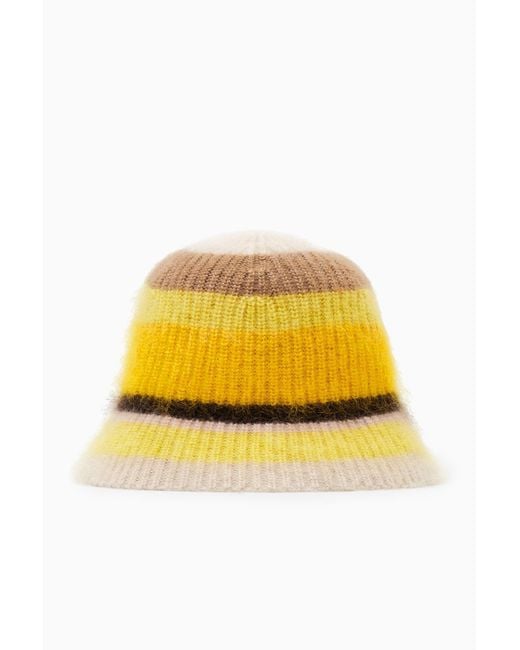COS Yellow Striped Mohair Bucket Hat