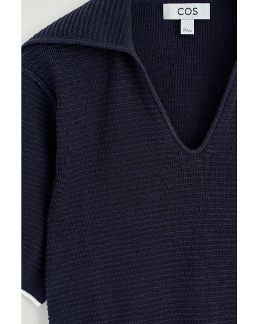 COS Blue Sailor-Collar Knitted Top