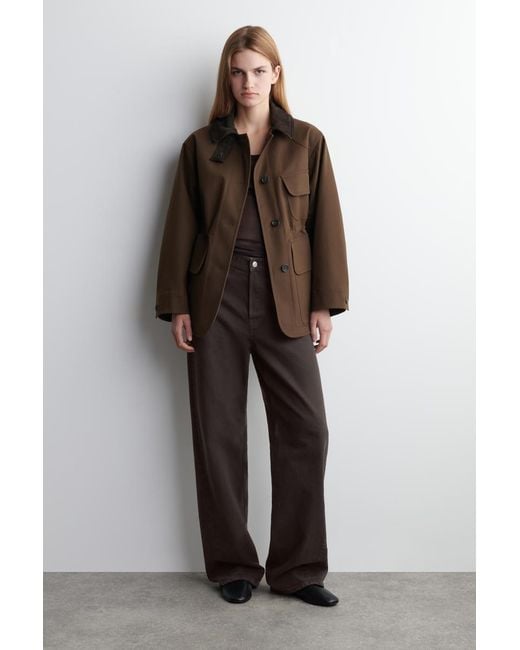COS Brown Suede-Collar Field Jacket