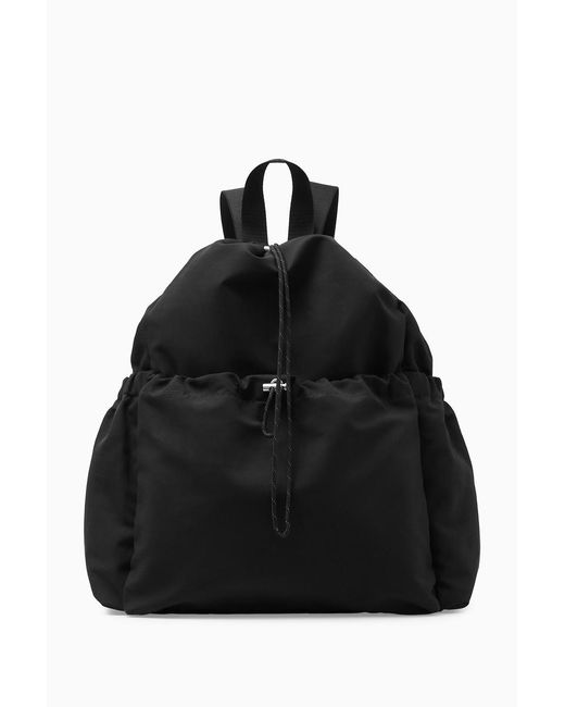 COS Black Drawstring Backpack for men