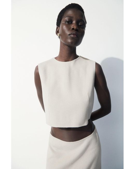 COS White The Leather-tasselled Wool Top
