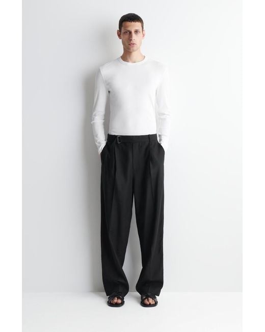 COS White Slim Ribbed Cotton Long-Sleeved T-Shirt for men