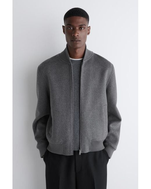 COS Gray Double-Faced Wool Bomber Jacket for men