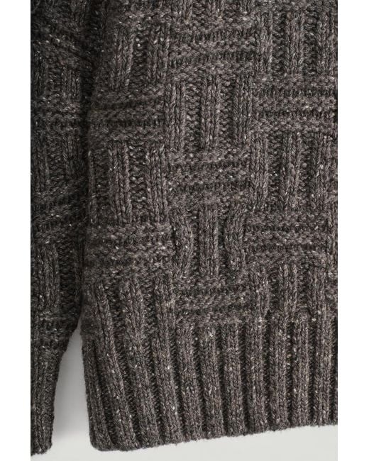 COS Gray Basketweave Wool Sweater for men