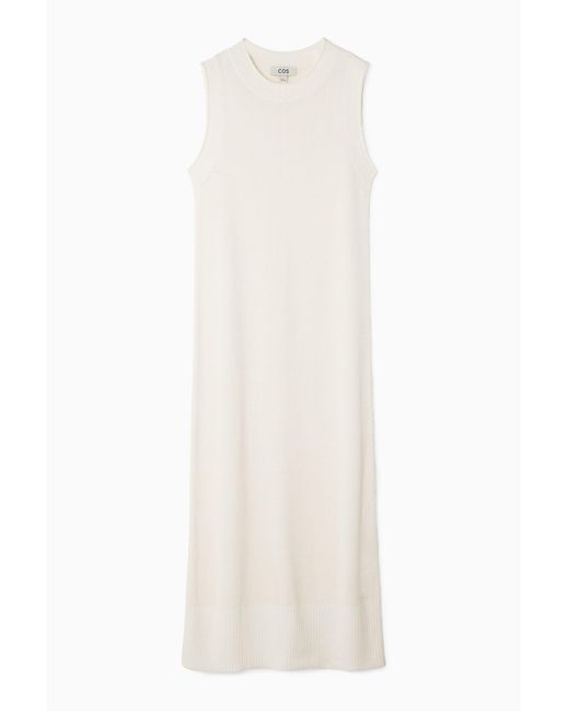 COS White Knitted Linen Maxi Dress