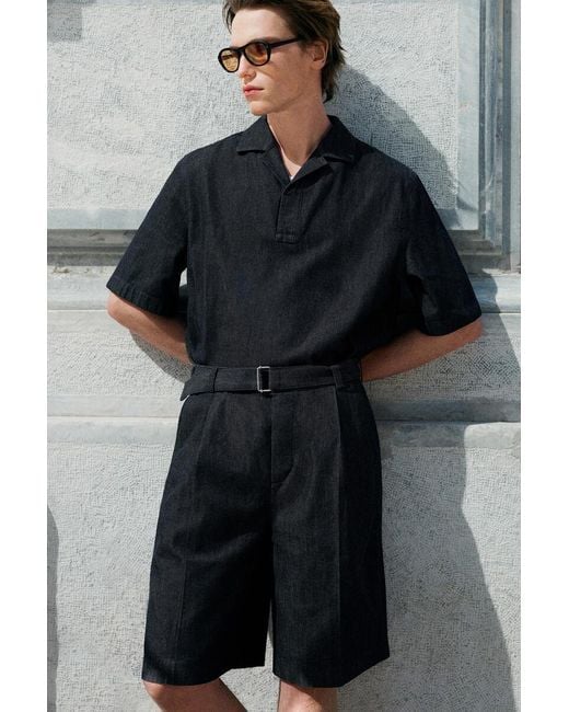 COS Blue Denim Popover Shirt for men