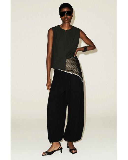 COS Black Gathered Cotton Balloon-Leg Pants