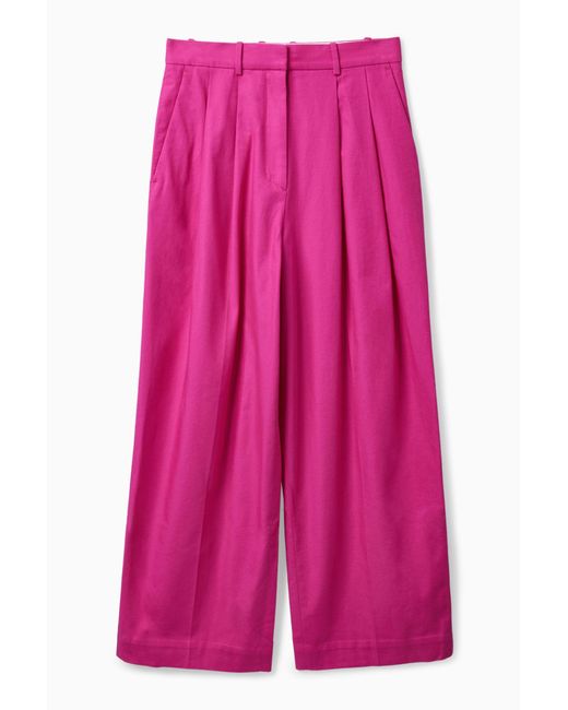 COS Cotton Wide-leg Tailored Pants in 