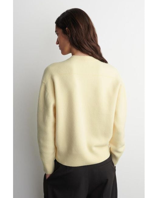 COS Yellow Rounded Wool V-Neck Sweater
