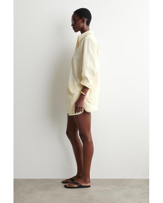 COS Natural Layered Drawstring Cotton-Poplin Shorts