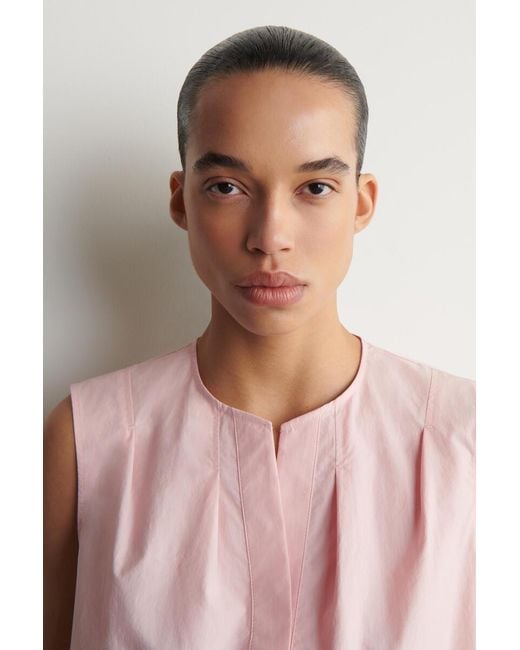 COS Pink Pleated Sleeveless Top
