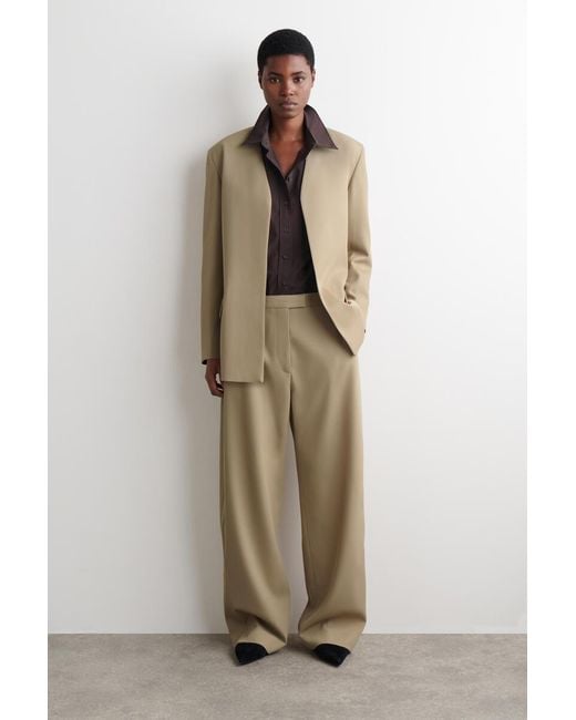 COS Natural Collarless Wool-Twill Blazer