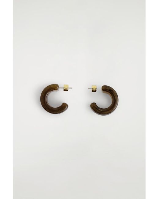 COS Brown Rippled Hoop Earrings