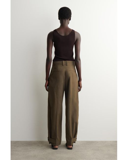 COS Green Barrel-Leg Cotton Utility Pants