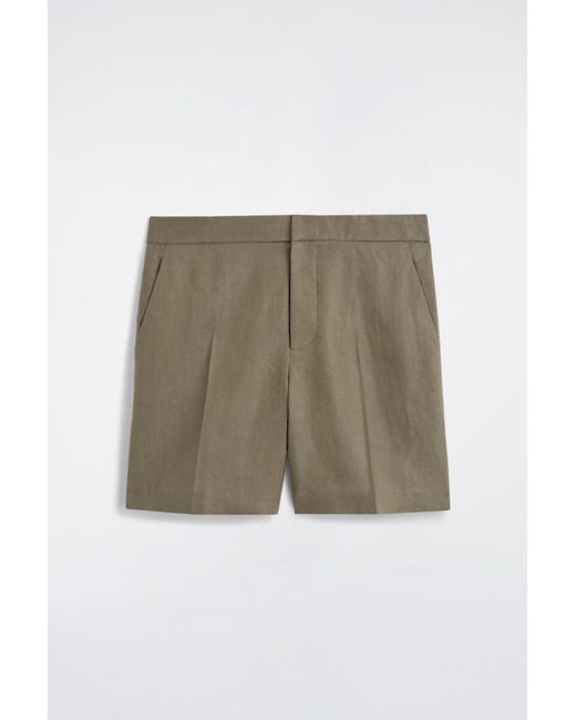 COS Green Tailored Linen Shorts for men