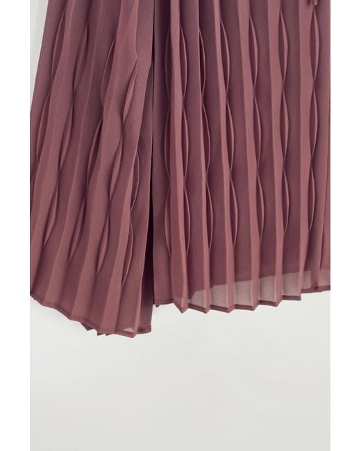 COS Red Tie-Front Pleated Georgette Blouse