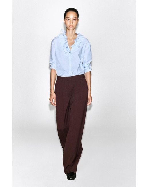 COS Blue Ruffle-Collar Seersucker Blouse