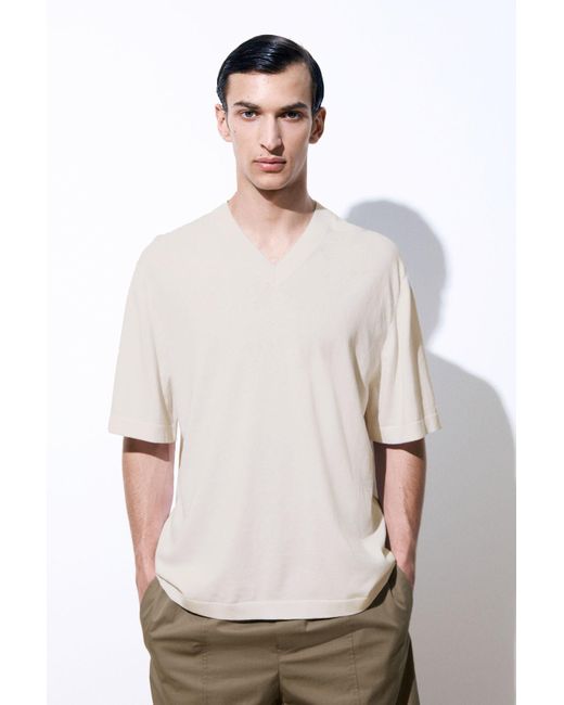COS White The Knitted Silk T-shirt for men