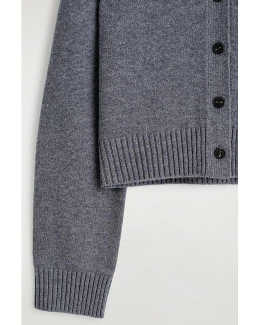 COS Blue Collared Merino Wool Cardigan