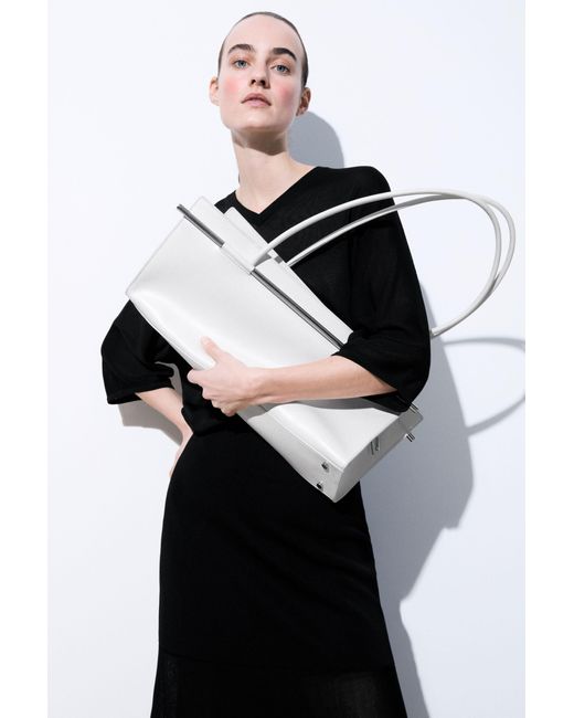 COS White The Structured Tote - Leather