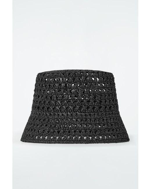 COS Black Open-weave Straw Bucket Hat