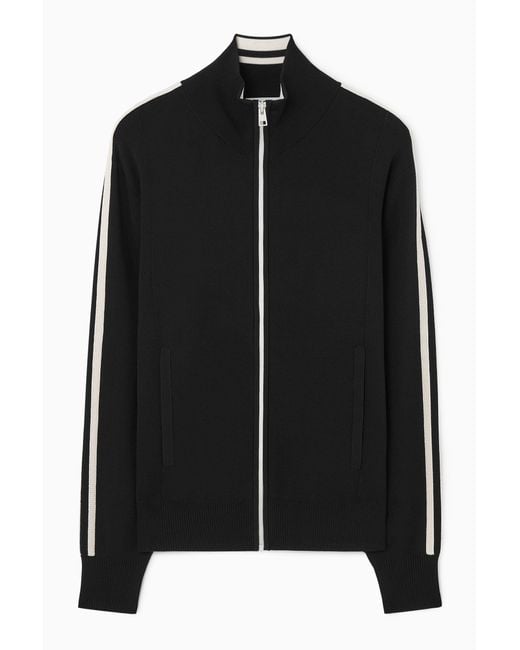 COS Black Contrast-stripe Knitted Track Jacket for men