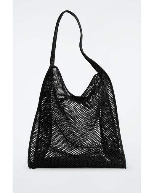 COS Black Slouchy Tote Bag - Mesh