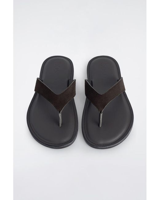 COS Black Leather Flip Flops for men