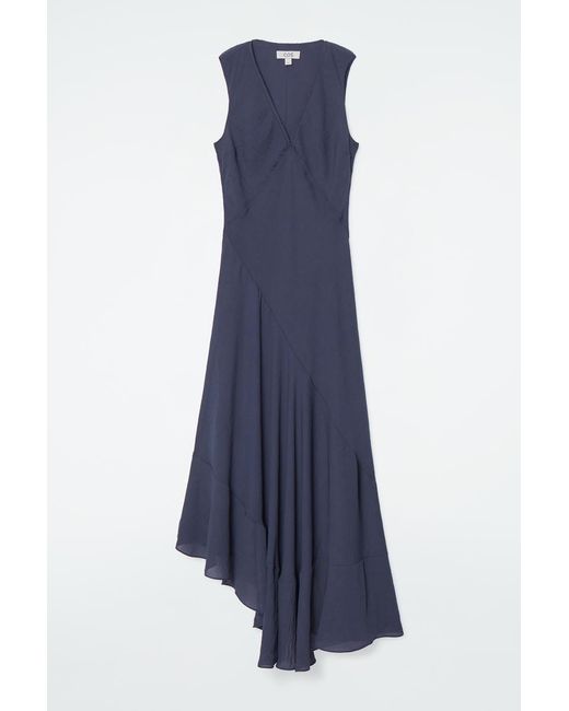 COS Floaty Asymmetric Midi Dress in Blue | Lyst UK