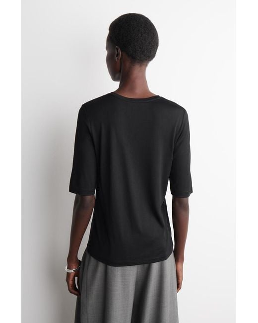 COS Black Fluid Silk T-Shirt