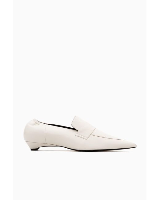 COS White Pointed Leather Kitten-heel Loafers