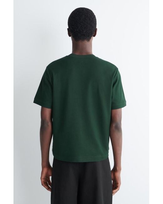 COS Green Contrast-Tipped Cotton-Piqué Henley Top for men