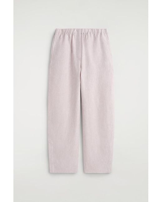 COS Pink Elasticated Linen Barrel-Leg Pants