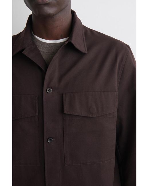 COS Brown Relaxed Cotton Overshirt for men