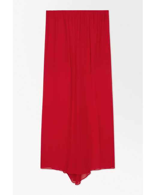 COS Red The Crinkled Silk-chiffon Maxi Skirt