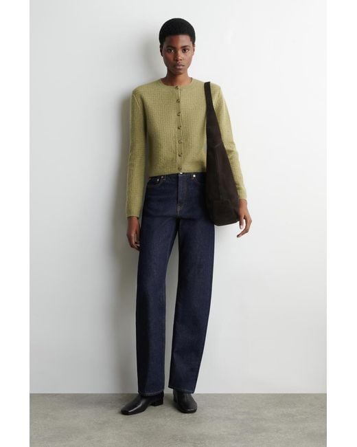 COS Green Zigzag-Knit Mohair-Blend Cardigan