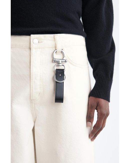 COS Black Leather Keyring for men