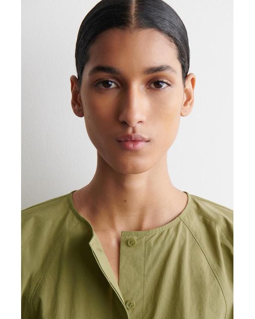 COS Green Sculptural Pima Cotton-Poplin Blouse