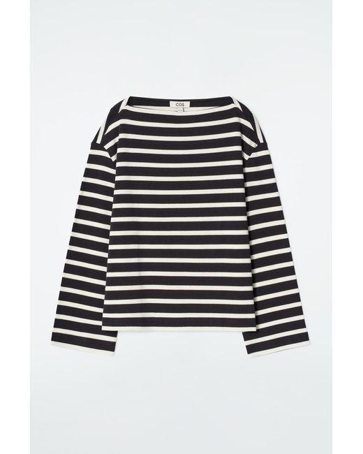 COS Blue Striped Boat-neck Top