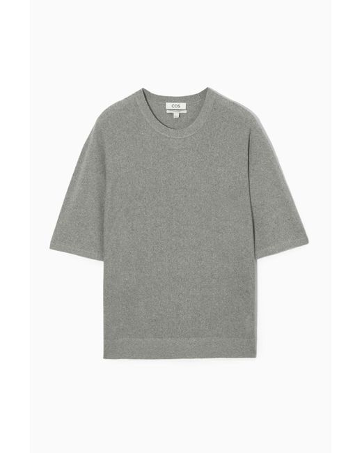 COS Gray Oversized Flecked Knitted Silk T-shirt for men