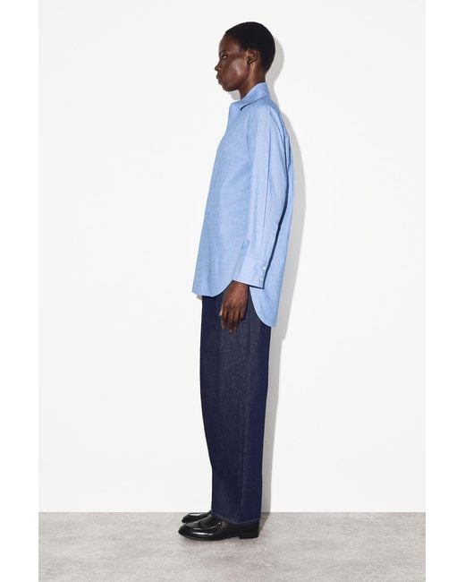 COS Blue Longline Cotton Shirt