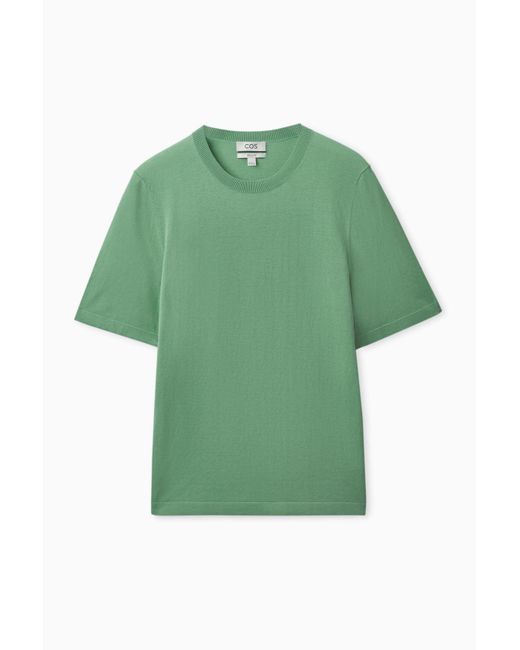 COS Regular-fit Knitted T-shirt in Green for Men | Lyst