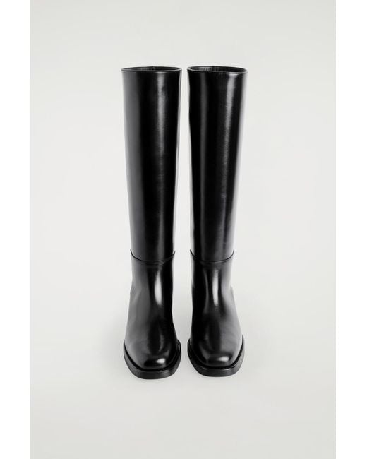 COS Black Leather Knee-High Boots
