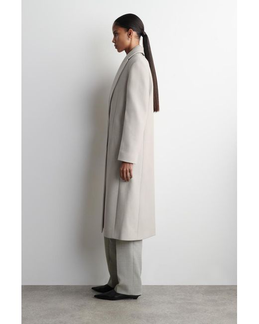 COS Natural Tailored Wool-Twill Long Coat