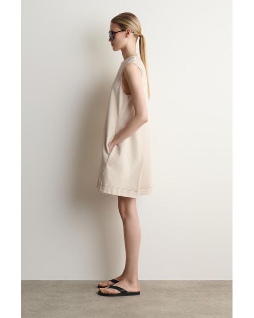COS Natural V-Neck Open-Back Denim Mini Dress