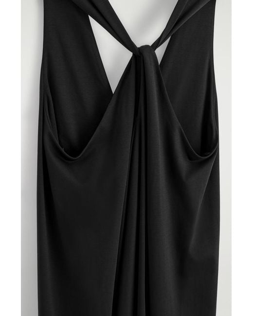 COS Black Twist-Back Jersey Midi Dress